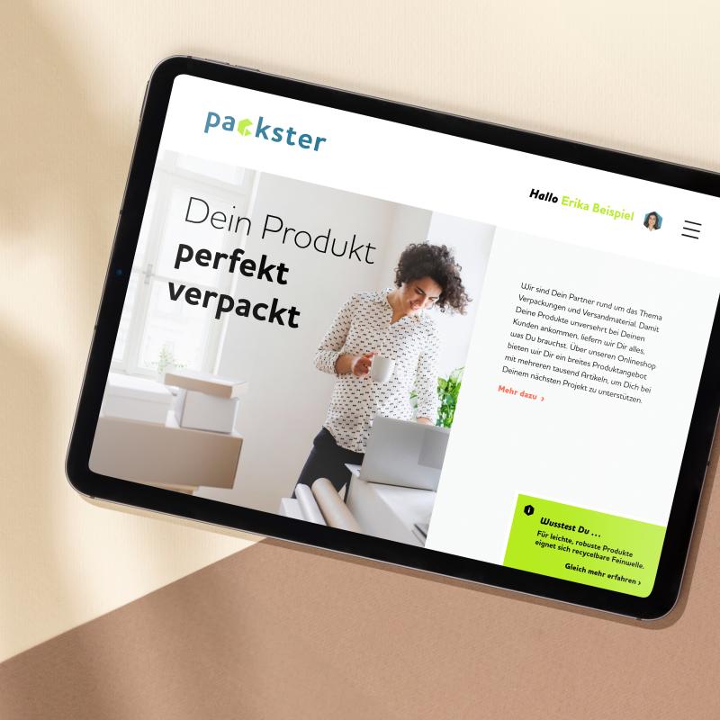 packster Tablet E-Commerce-Webshop Mockup